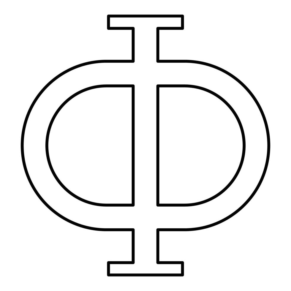 Phi greek symbol capital letter uppercase font icon outline black color vector illustration flat style image