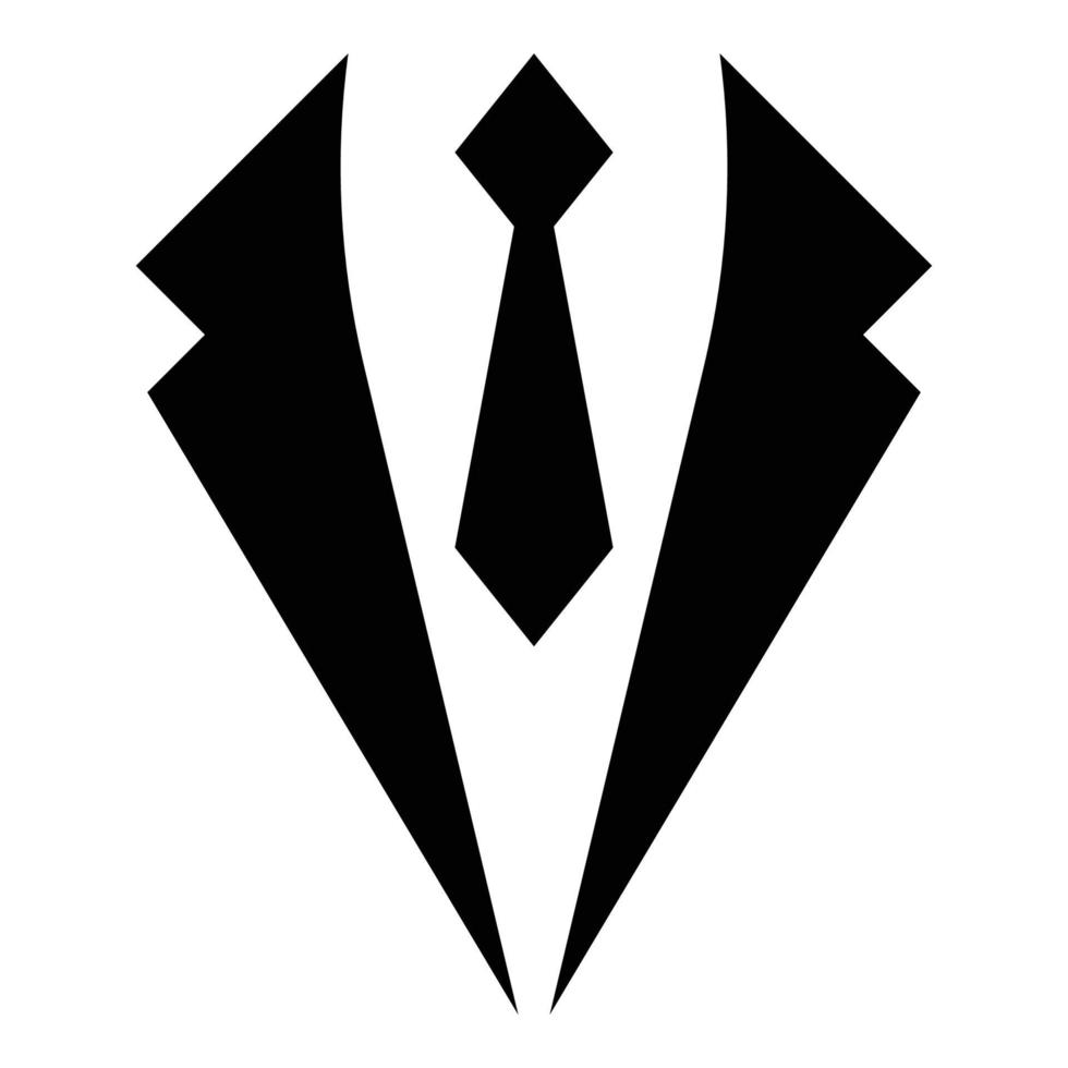 Business concept Jacket and tie cravat Suit for wedding Men's clothing in dress clothes Representative idea icon black color vector illustration flat style image