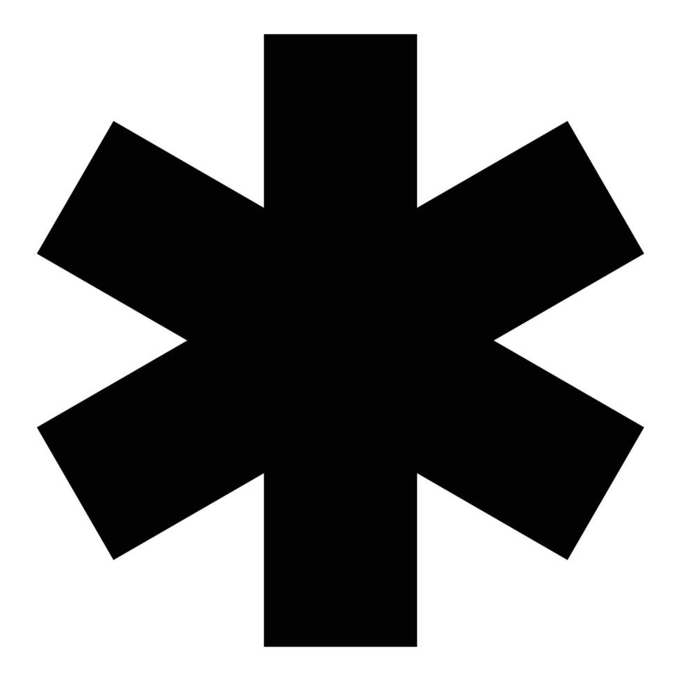 símbolo médico signo de emergencia estrella de la vida servicio concepto icono color negro vector ilustración imagen de estilo plano