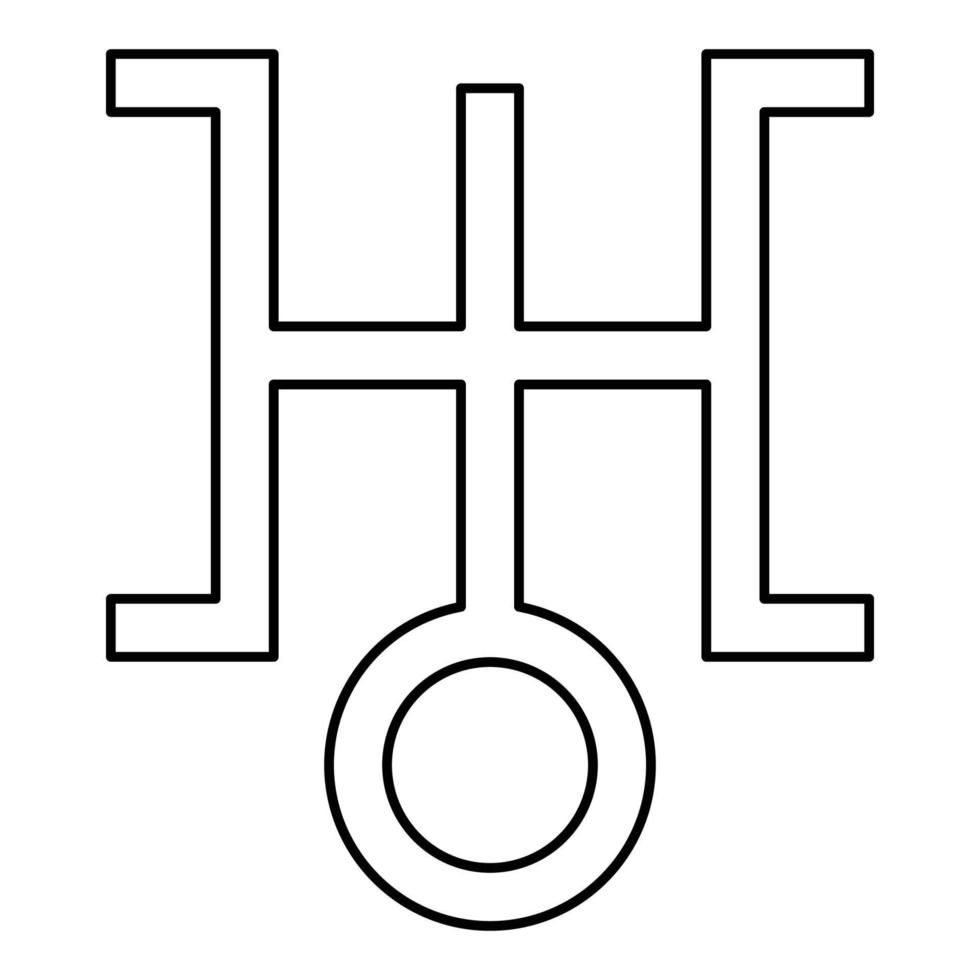 símbolo urano icono contorno negro color vector ilustración estilo plano imagen