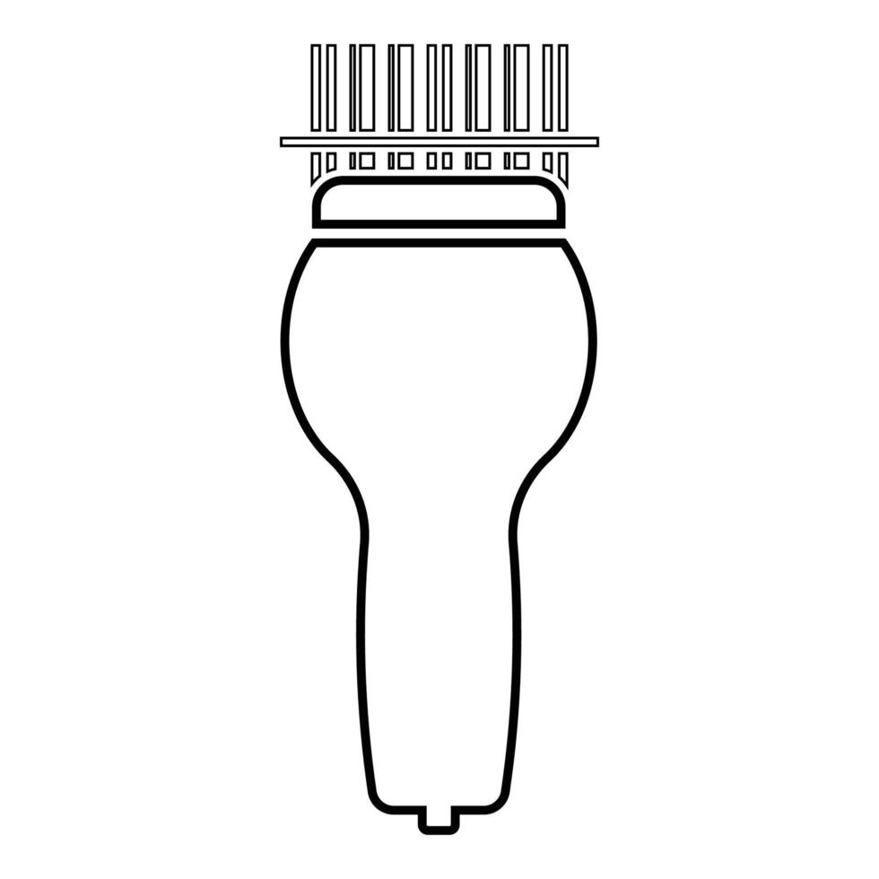 Scanning barcode with hand scanner icon outline black color vector illustration flat style image