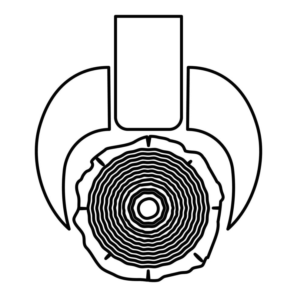 Timber carrying vessel transportation Special cargo Tree trunk lifting device Logging operations Skidder forestry vehicle Lumber forwarder icon outline black color vector illustration flat style image