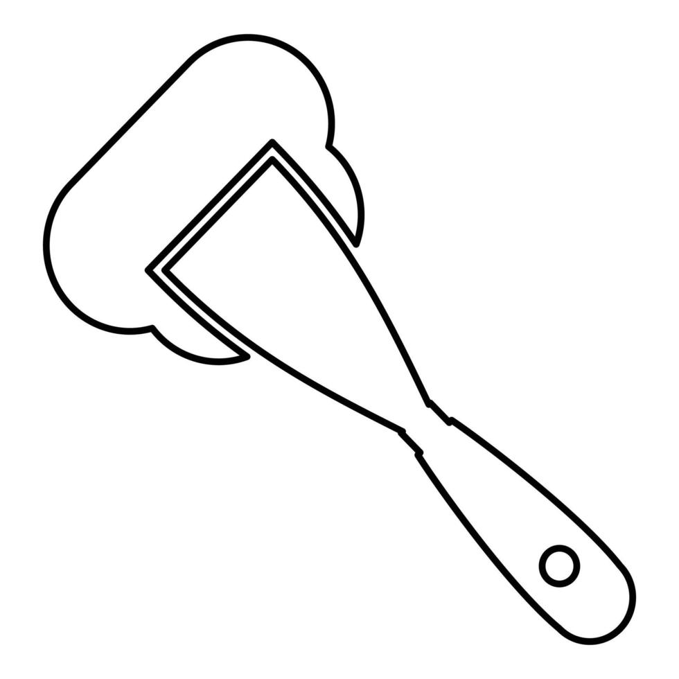 Construction spatula spreading mortar Working tools Manufacturing equipment Plasterer Stucco putty icon outline black color vector illustration flat style image