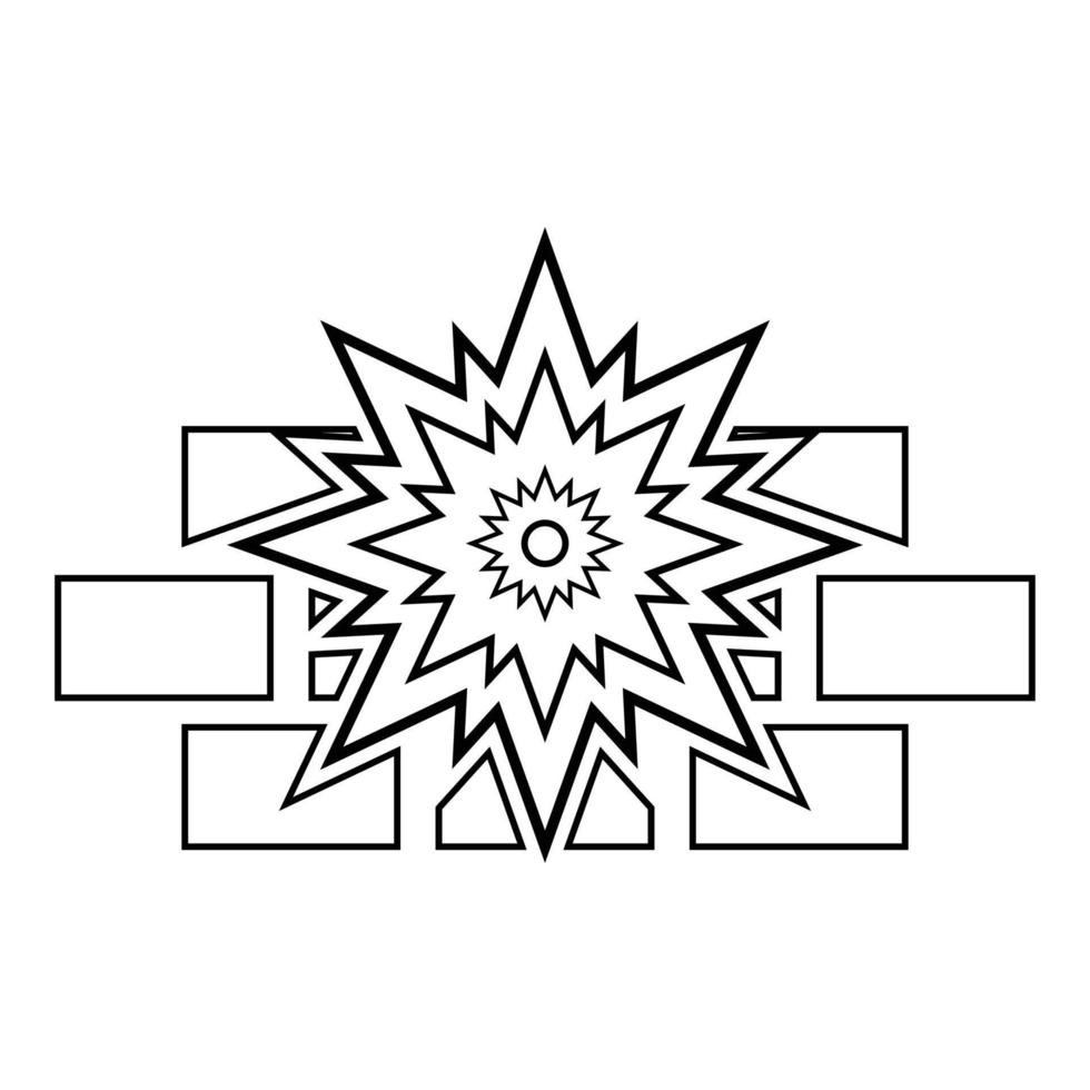 Explosion brick wall icon outline black color vector illustration flat style image