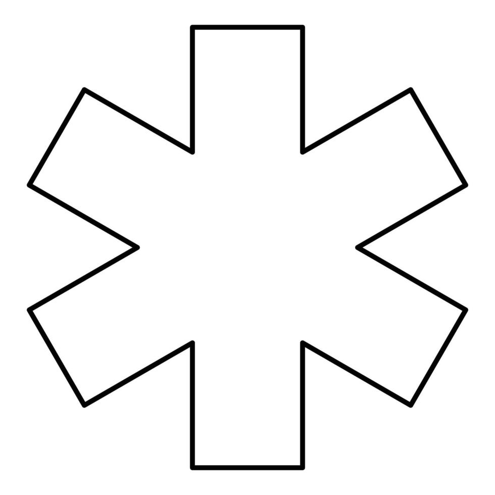 Medical symbol Emergency sign Star of life Service concept icon outline black color vector illustration flat style image