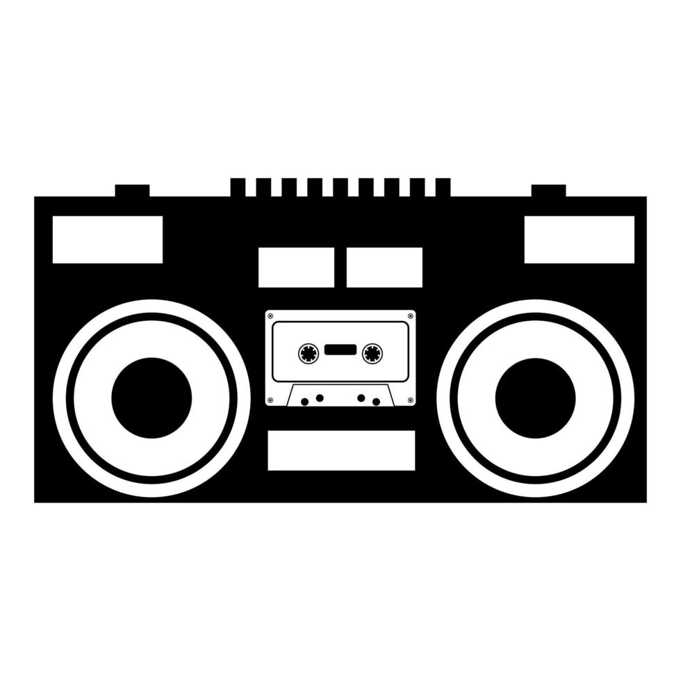 grabadora de cassette icono de música estéreo móvil color negro vector ilustración imagen de estilo plano