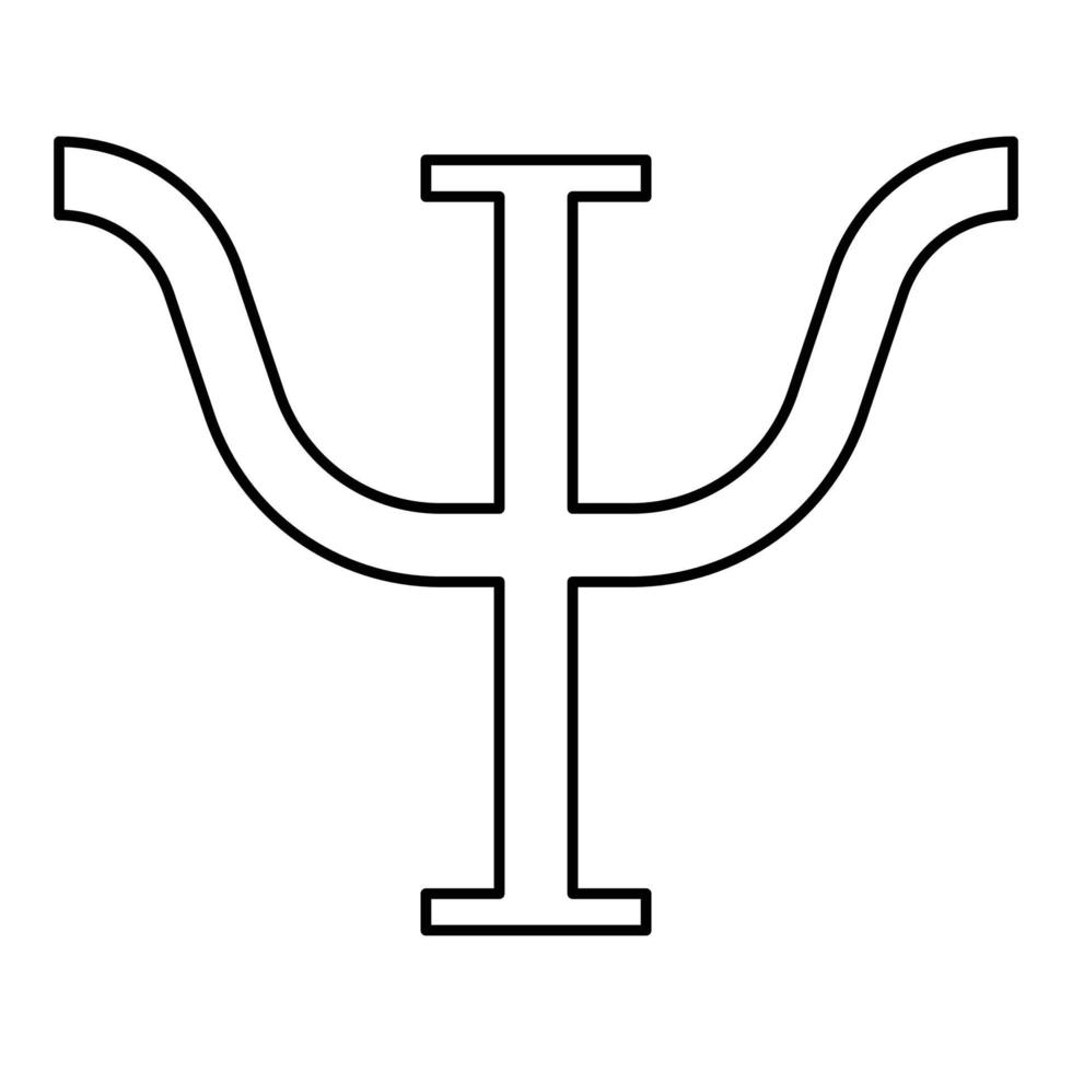 psi símbolo griego letra mayúscula mayúscula fuente icono contorno negro color vector ilustración estilo plano imagen