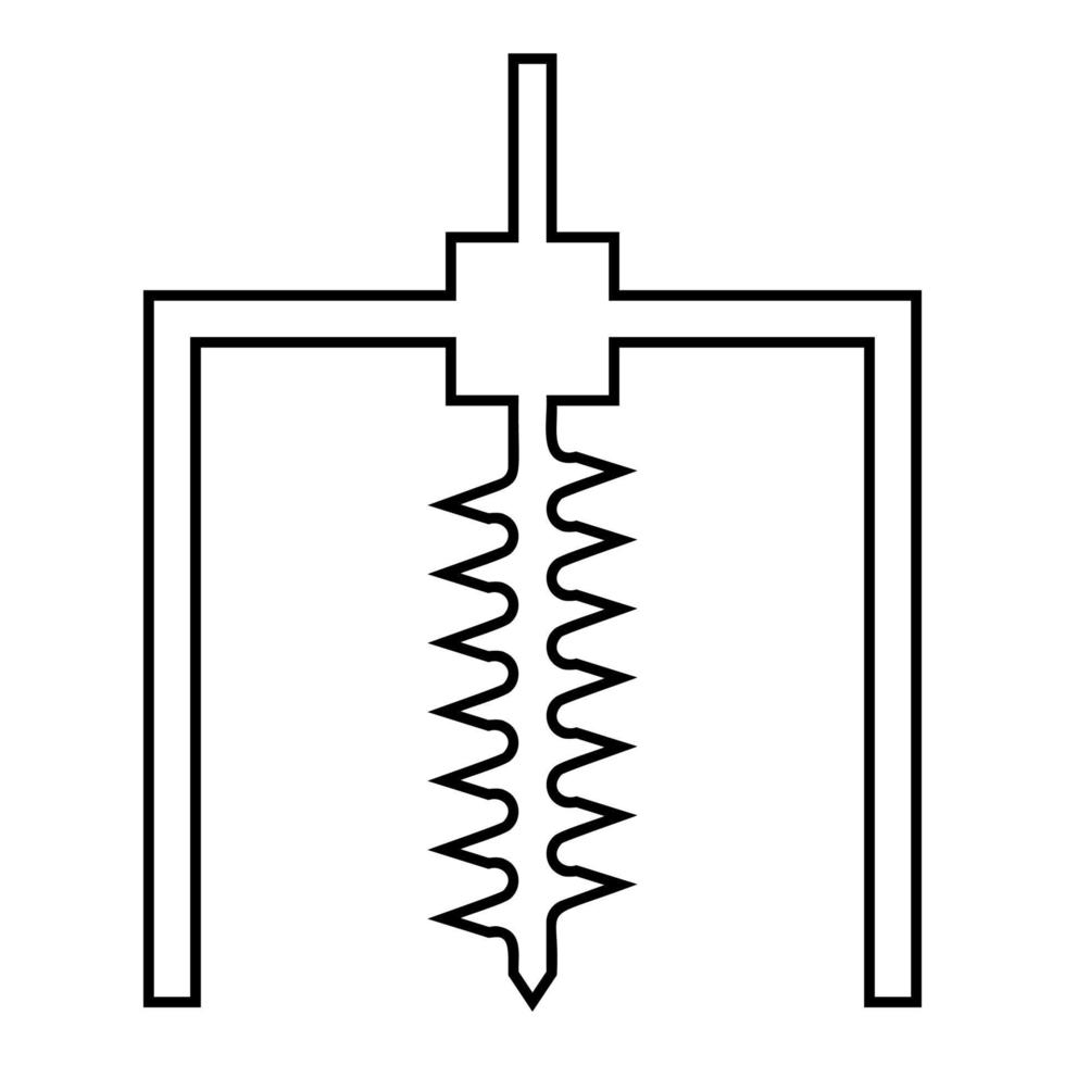 perforación de la plataforma de perforación para la industria de la mina de tierra concepto de perforación geológica icono de barrena contorno color negro vector ilustración imagen de estilo plano