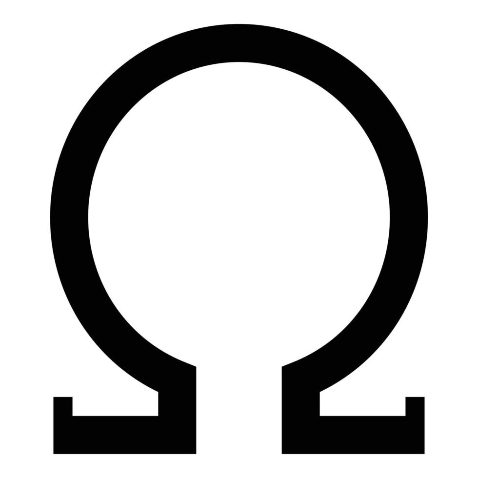 Omega greek symbol capital letter uppercase font icon black color vector illustration flat style image