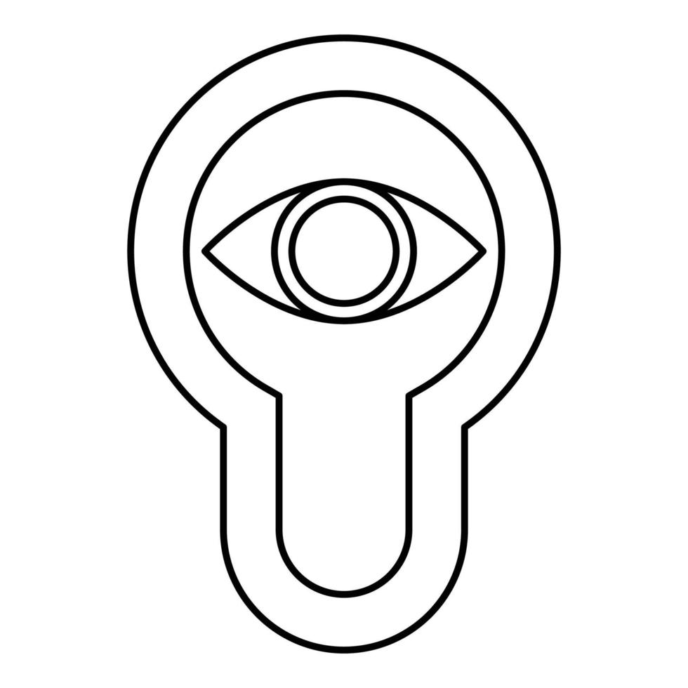 Keyhole eye looking Lock door Look concept icon outline black color vector illustration flat style image