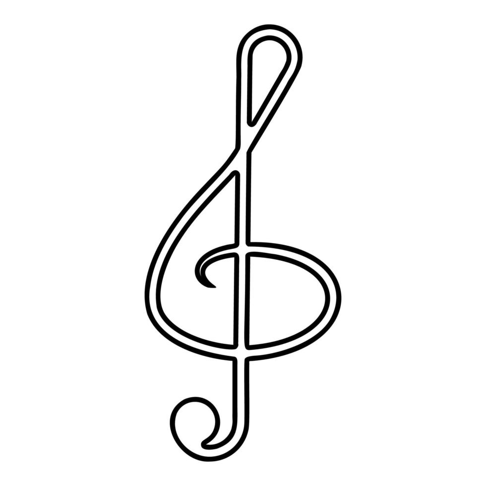 Treble clef icon outline black color vector illustration flat style image