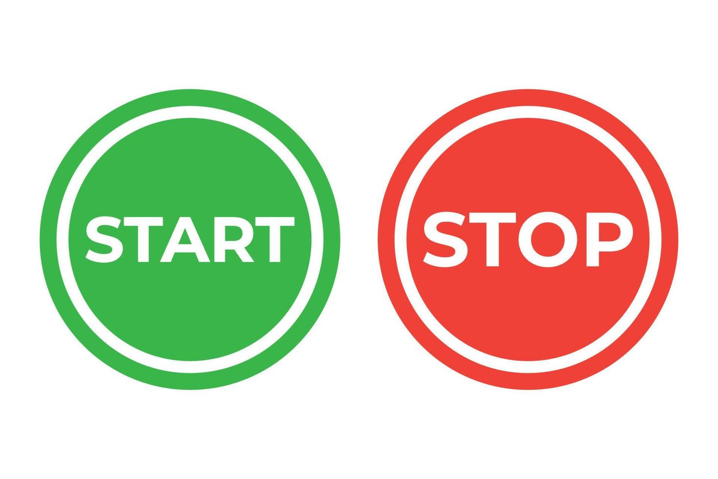 simple modern icon start and stop button, simple flat style, set collection vector graphic