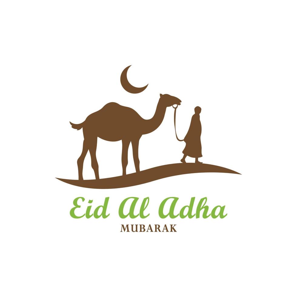 camello con personas diseño de elementos islámicos, luna creciente, logotipo mínimo, eid al adha ornamental, gráfico vectorial de religión vector