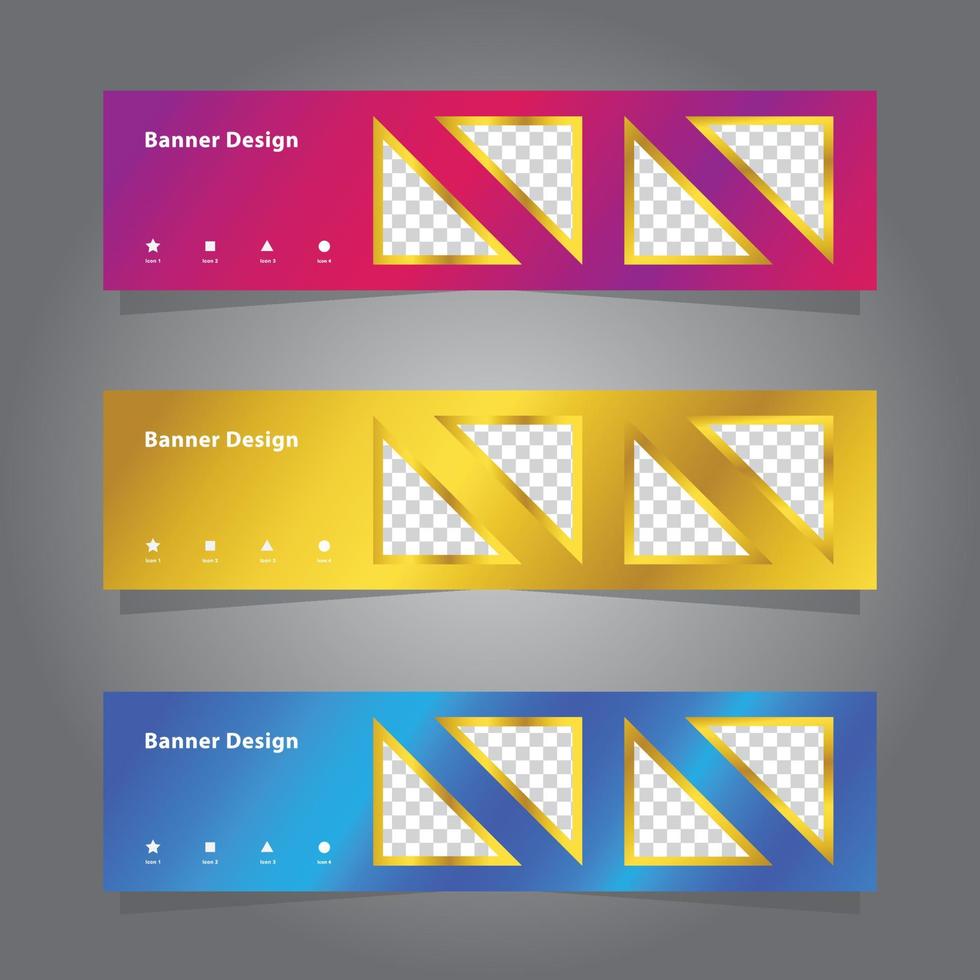 shiny elegant colorful banner set template collection, modern luxury style, with triangle shape isolated for image, vector graphic design