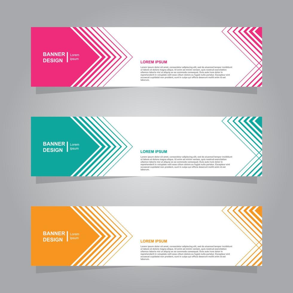 horizontal banner set, pink, green, orange color minimalist modern elegant template layout design vector, for advertising business vector