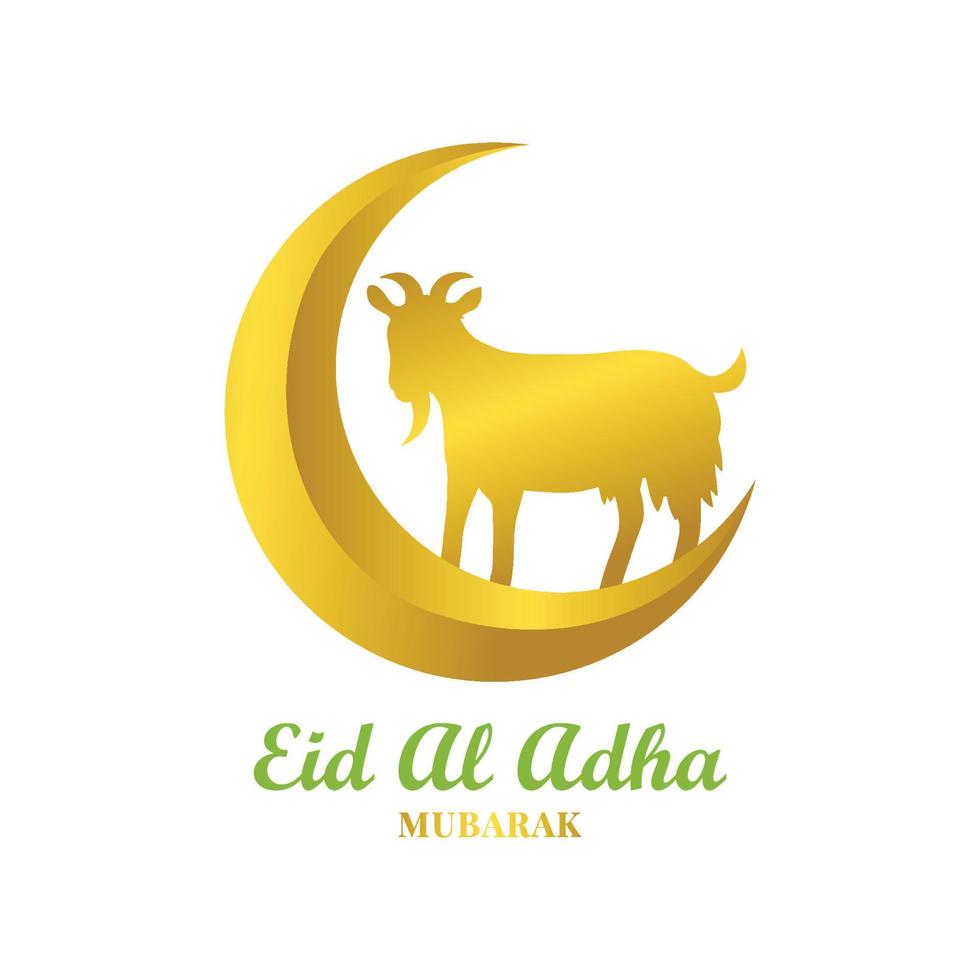 goat on golden luxury Crescent moon, ornament element design graphic vector, islamic religion holiday eid al adha vector