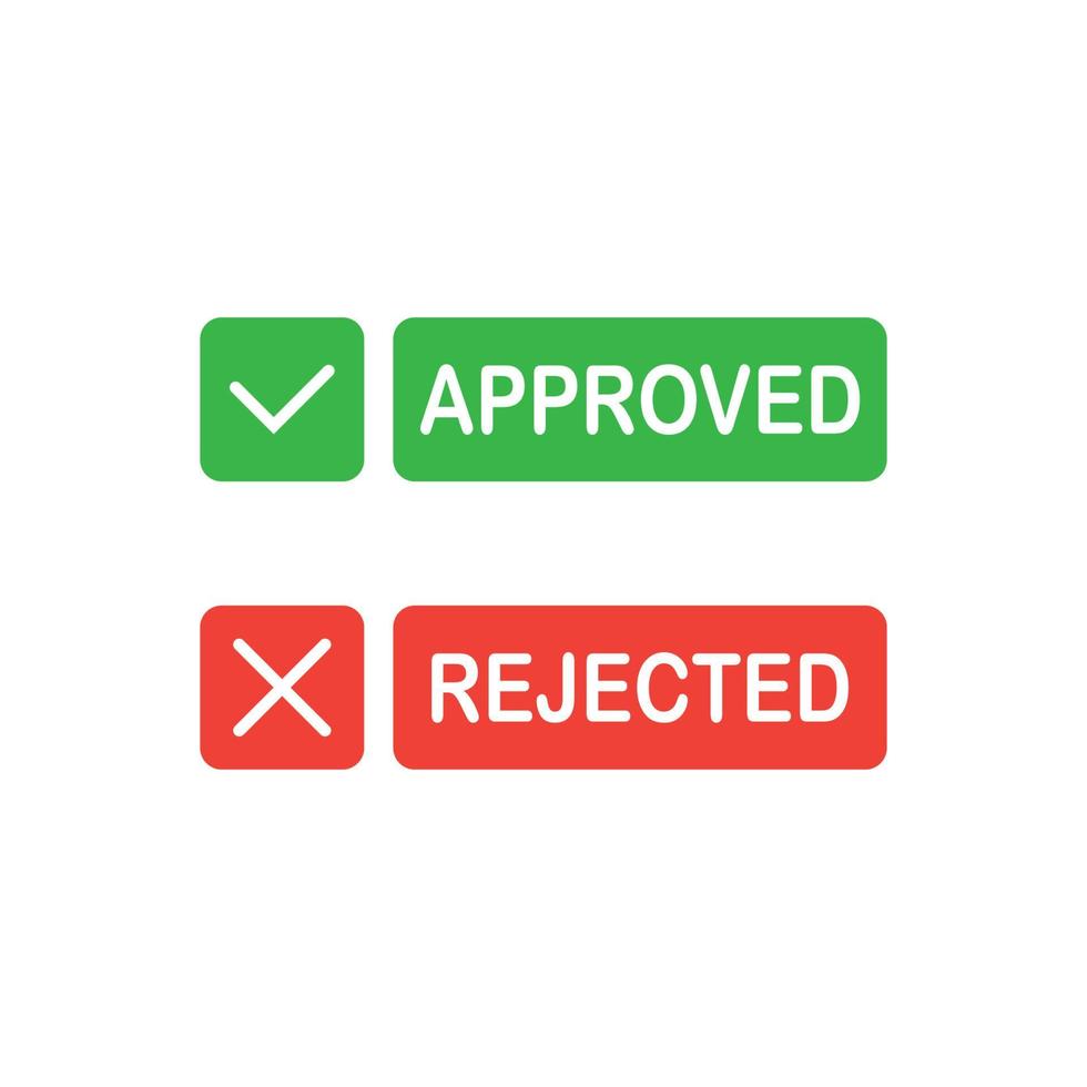 approved and rejected sign, button option, notification information symbol, rounded style, illustration vector graphic