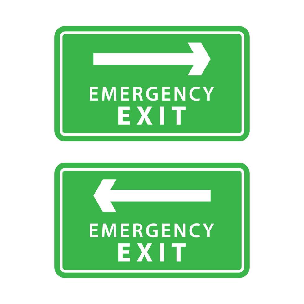 emergency exit sign information, evacuation navigation, green color, vector design