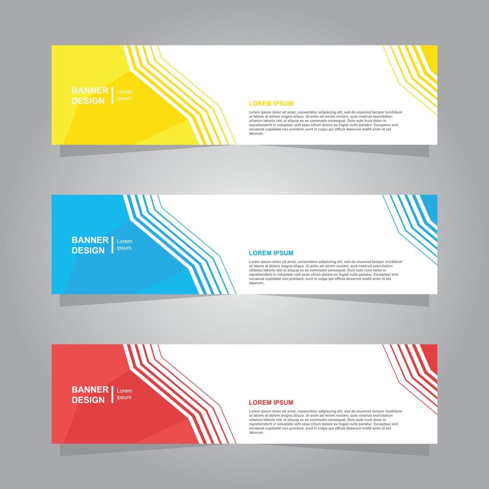 horizontal banner set, blue, yellow,  red color minimalist modern elegant template layout design vector, for advertising business vector