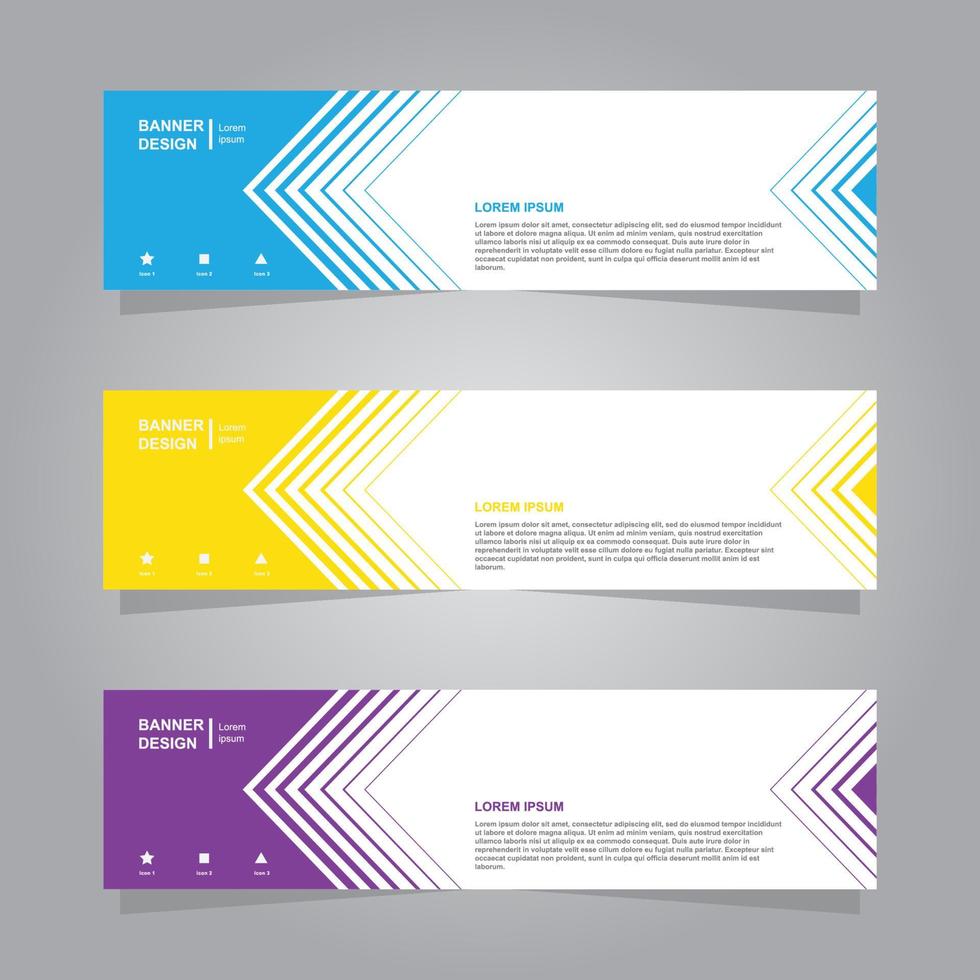 horizontal banner set, blue, yellow, purple color minimalist modern elegant template layout design vector, for advertising business vector