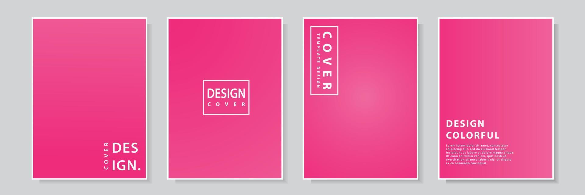 plantilla de portada con estilo de gradación de color rosa, diseño de vector de colección establecida