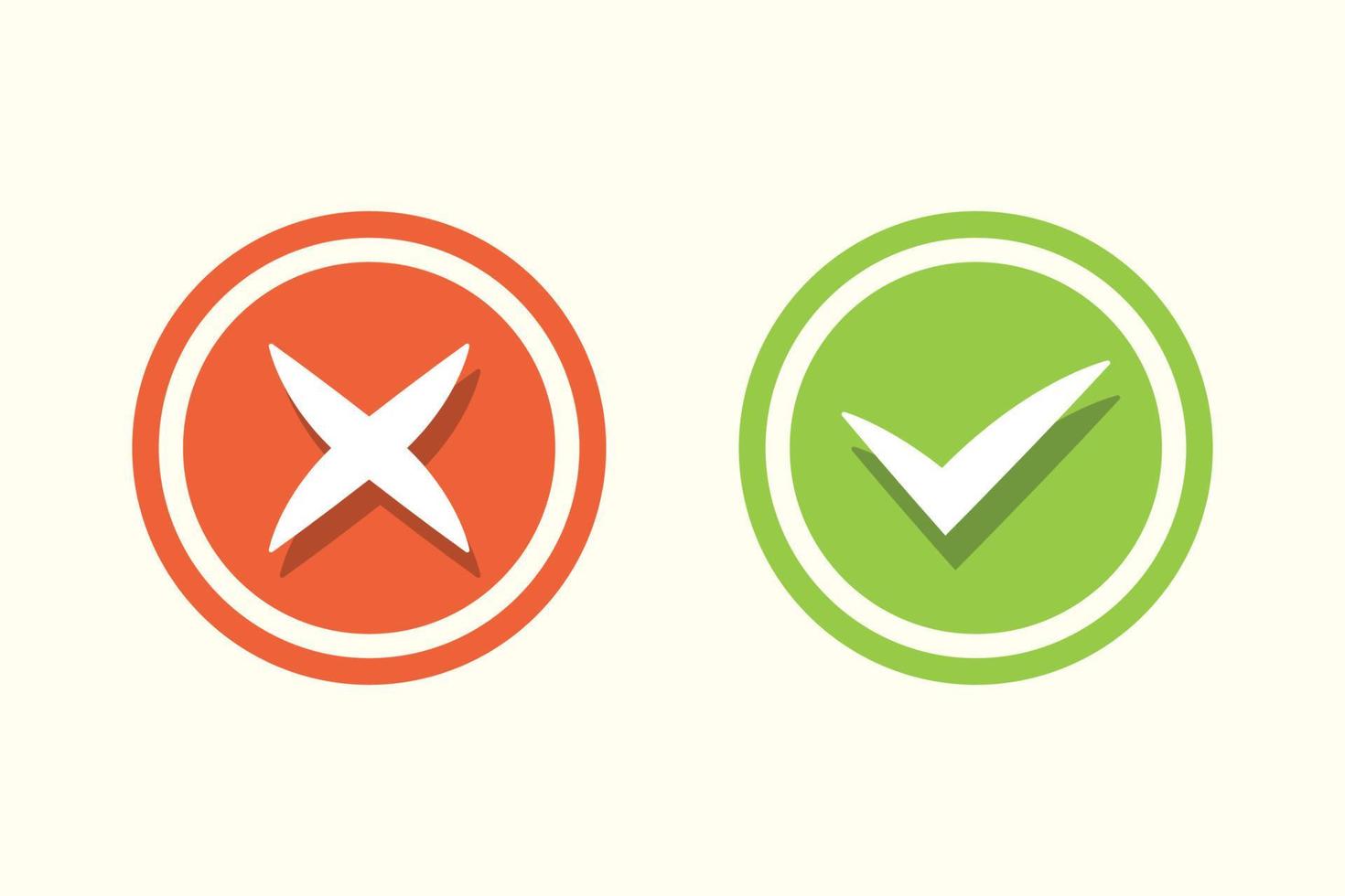 accept and reject icon modern simple design vector