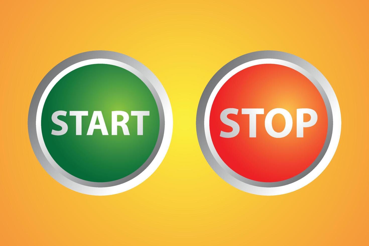 3d start and stop button or icon design, shiny, set collection vector