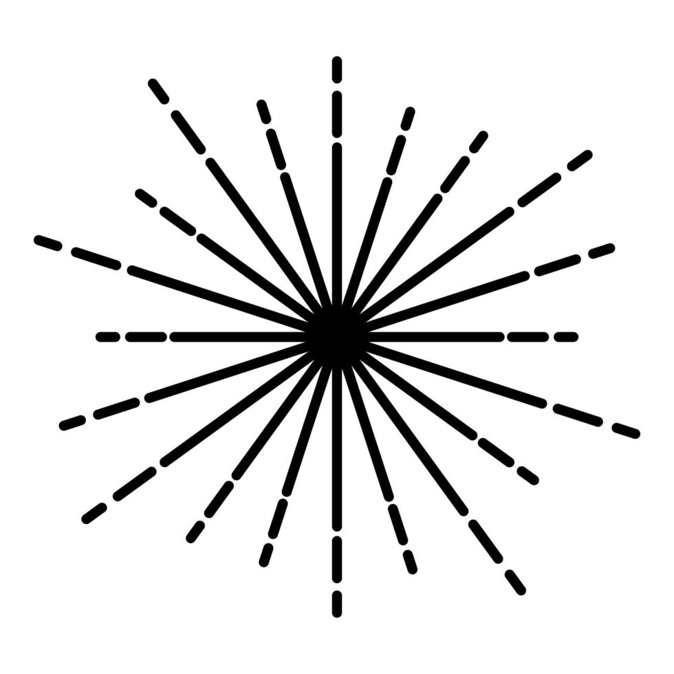 Sunburst Fireworks rays Radial ray Beam lines Sparkle Glaze Flare Starburst concentric radiance lines icon black color vector illustration flat style image