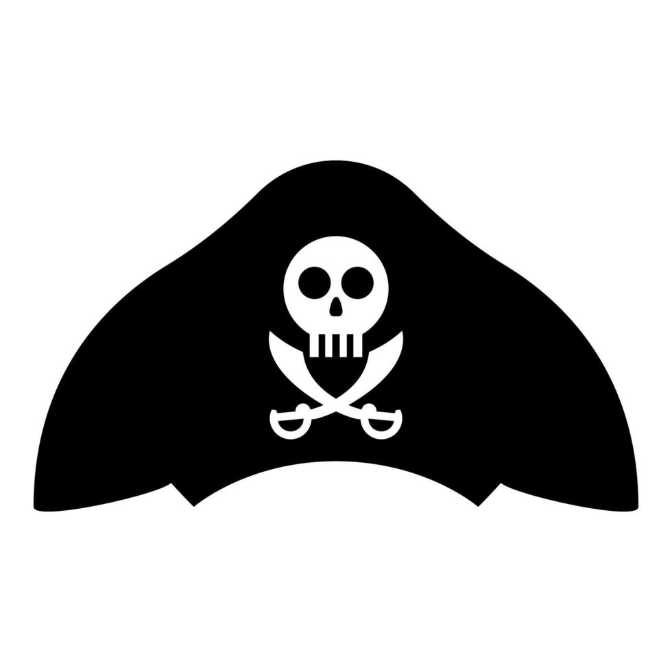 sombrero pirata con calavera y machete de sable icono color negro vector ilustración estilo plano imagen