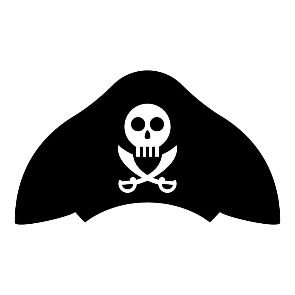 Pirate hat with skull and saber cutlass icon black color vector illustration flat style image