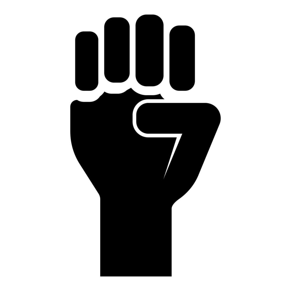 Fist up Concept of freedom fight revolution power protest icon black color vector illustration flat style image