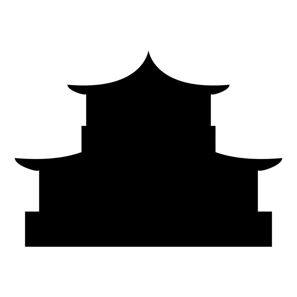 Chinese house silhouette Traditional Asian pagoda Japanese cathedral Facade icon black color vector illustration flat style image