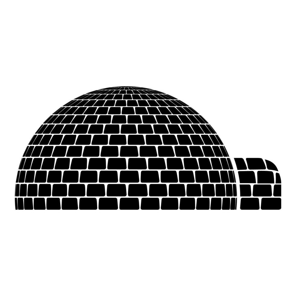 Igloo dwelling with icy cubes blocks Place when live inuits and eskimos Arctic home Dome shape icon black color vector illustration flat style image