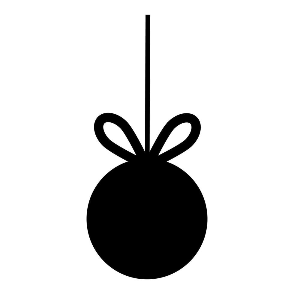 Christmas tree ball with ribbon bow for advertising Big sale concept icon black color vector illustration flat style image