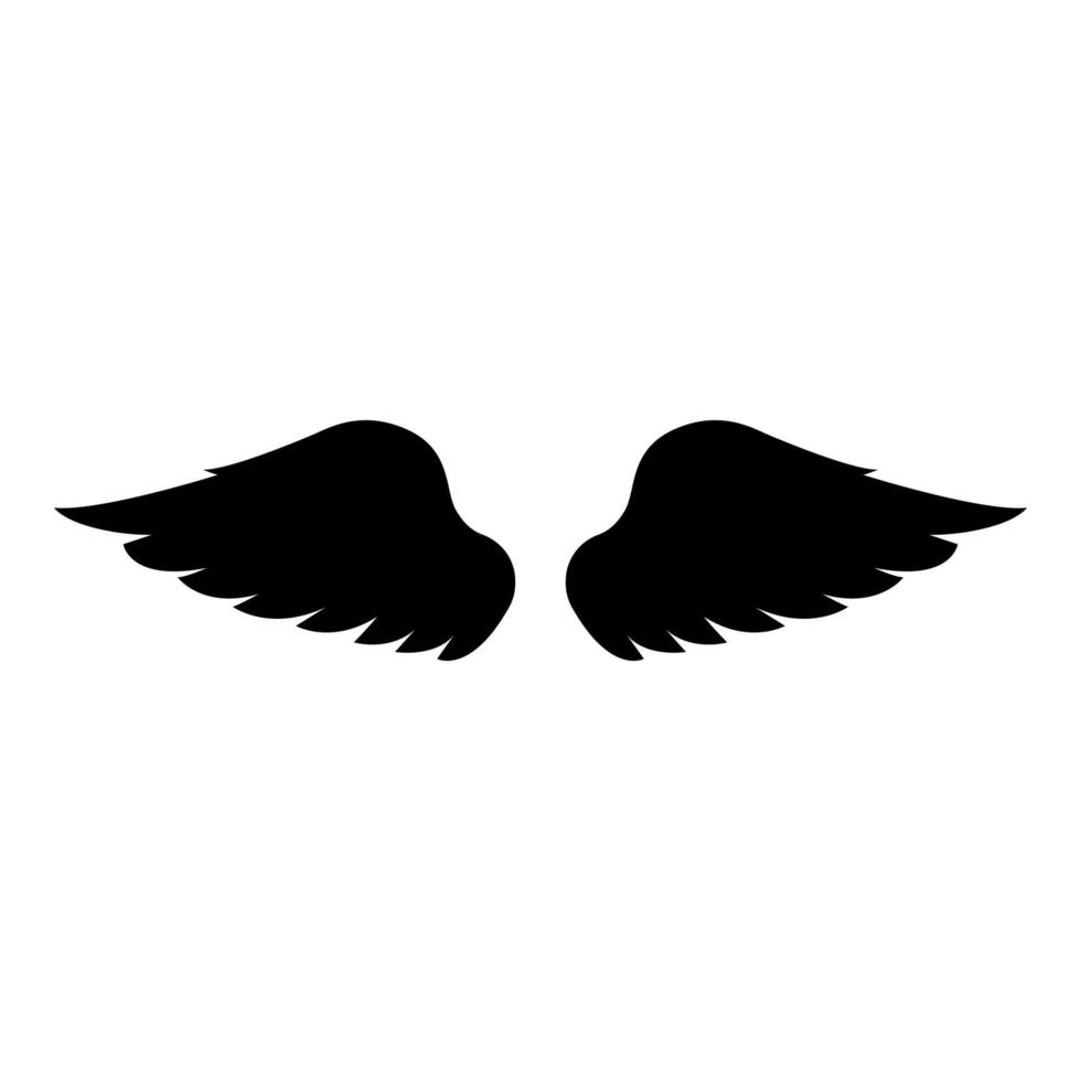 Wings of bird devil angel Pair of spread out animal part Fly concept Freedom idea icon black color vector illustration flat style image