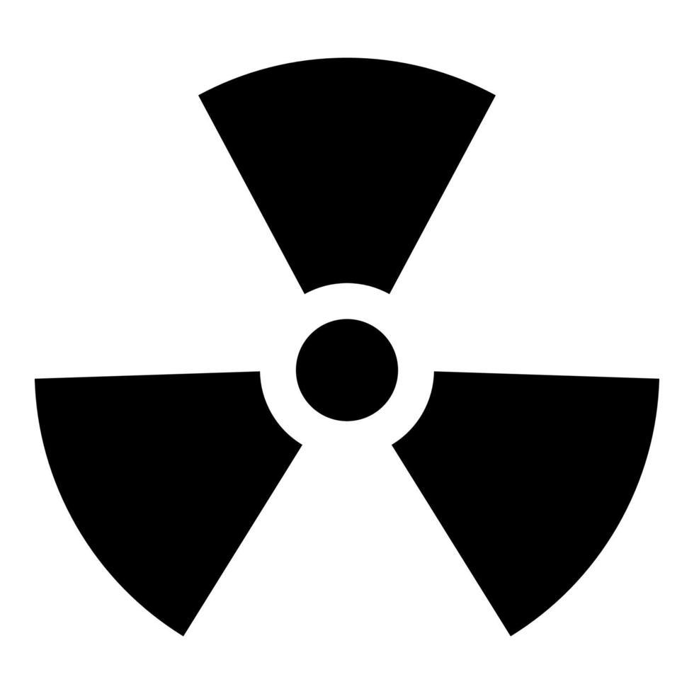 símbolo de radiactividad icono de signo nuclear ilustración de vector de color negro imagen de estilo plano