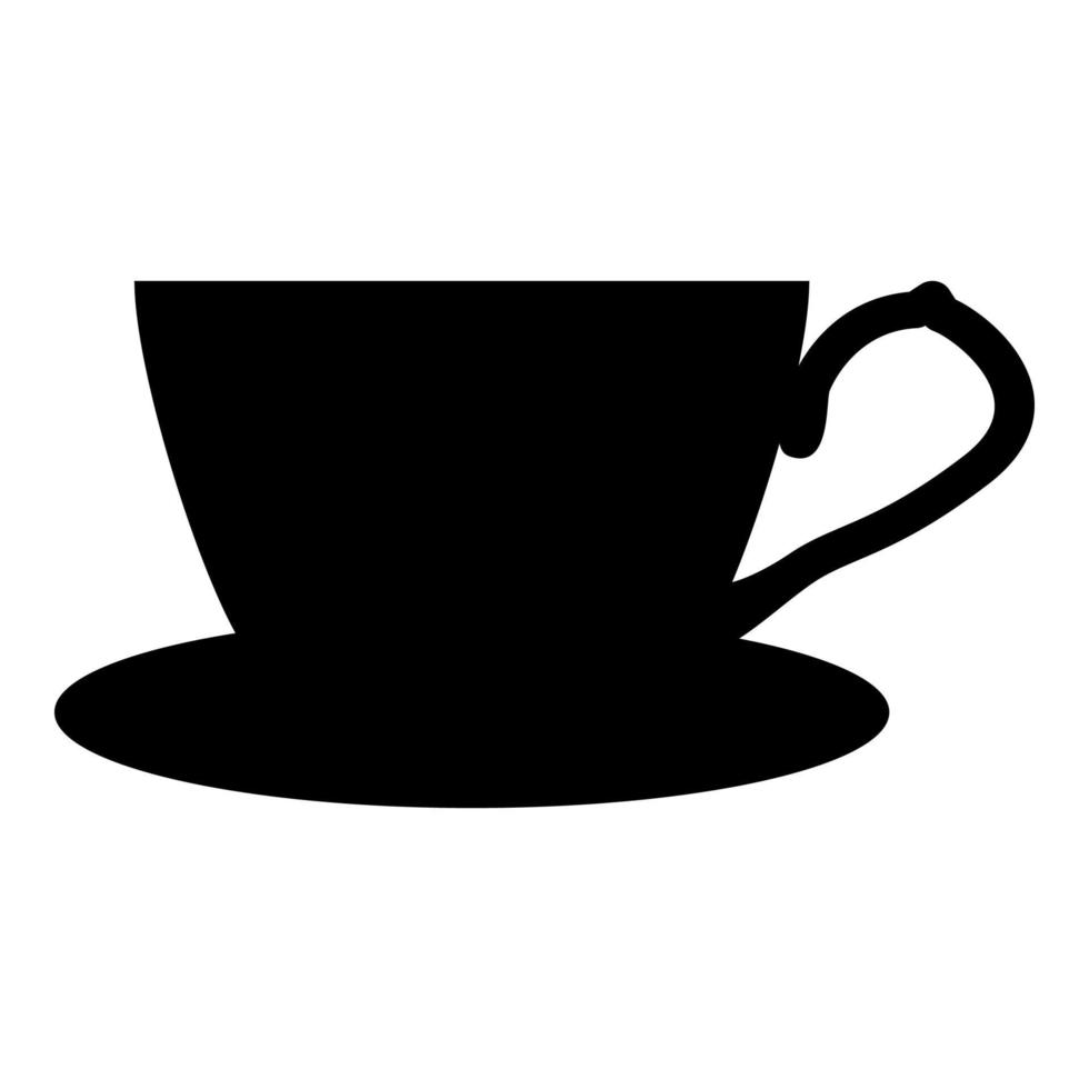 taza de té con platillo icono color negro vector ilustración estilo plano imagen