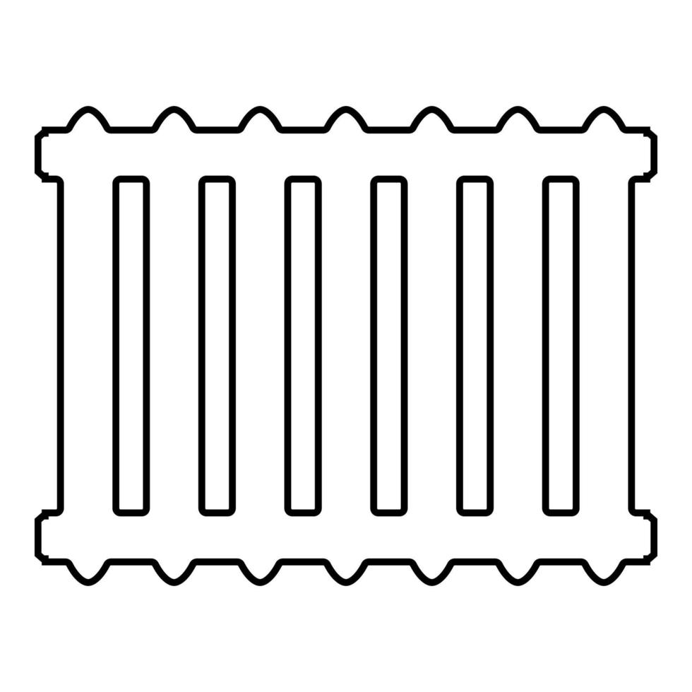 icono de radiador de calefacción de batería de hierro fundido esquema de color negro ilustración vectorial imagen de estilo plano vector