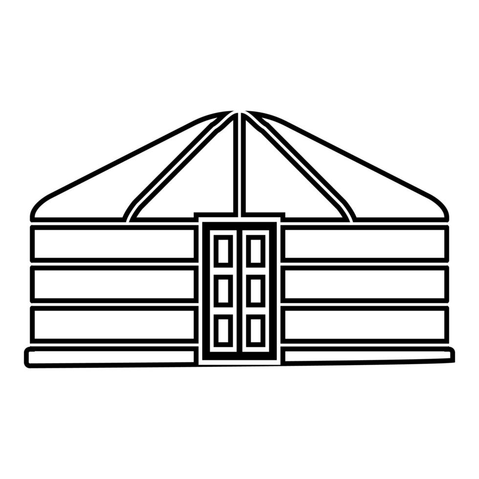 Yurt of nomads Portable frame dwelling with door Mongolian tent covering building icon outline black color vector illustration flat style image