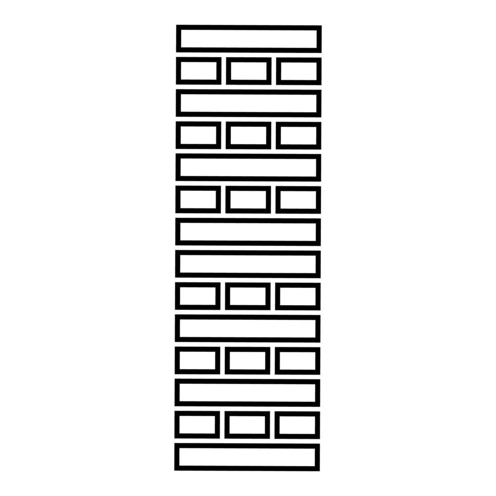 Brick Pillar Blocks in stack Jenga game for home adult and kids leisure Board games Wooden block icon outline black color vector illustration flat style image