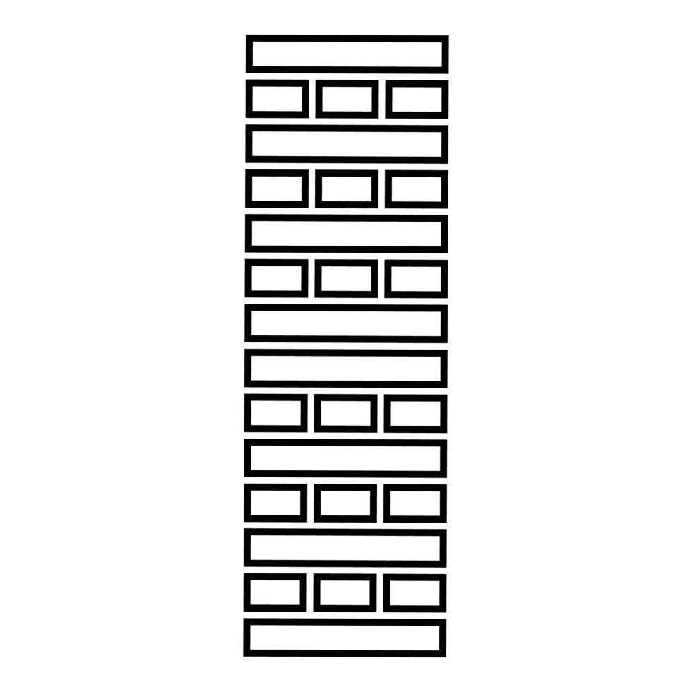 bloques de pilares de ladrillo en juego de jenga apilado para el hogar juegos de mesa de ocio para adultos y niños icono de bloque de madera contorno color negro ilustración vectorial imagen de estilo plano vector