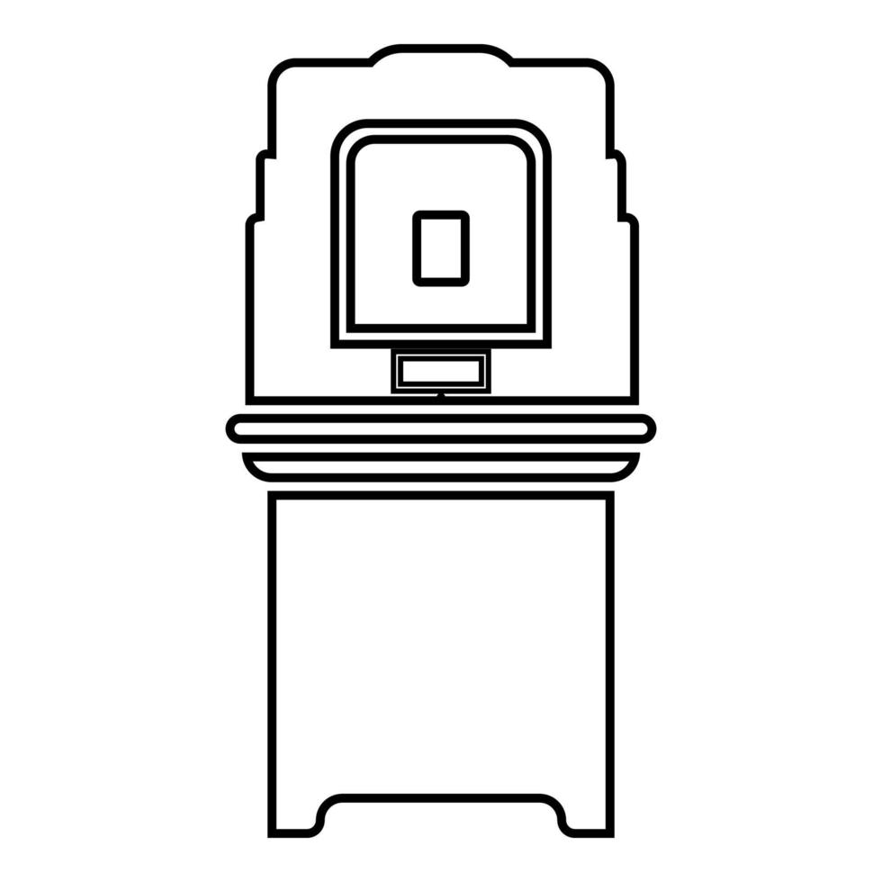 máquina de votación electoral electrónica evm equipo electoral vvpat icono esquema color negro vector ilustración estilo plano imagen