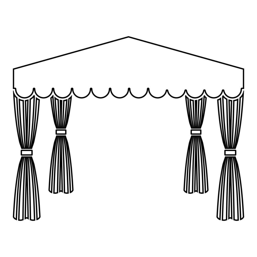 Canopy Pop up tent Commercial pavilion Awning for rest Marquee Chuppah icon outline black color vector illustration flat style image