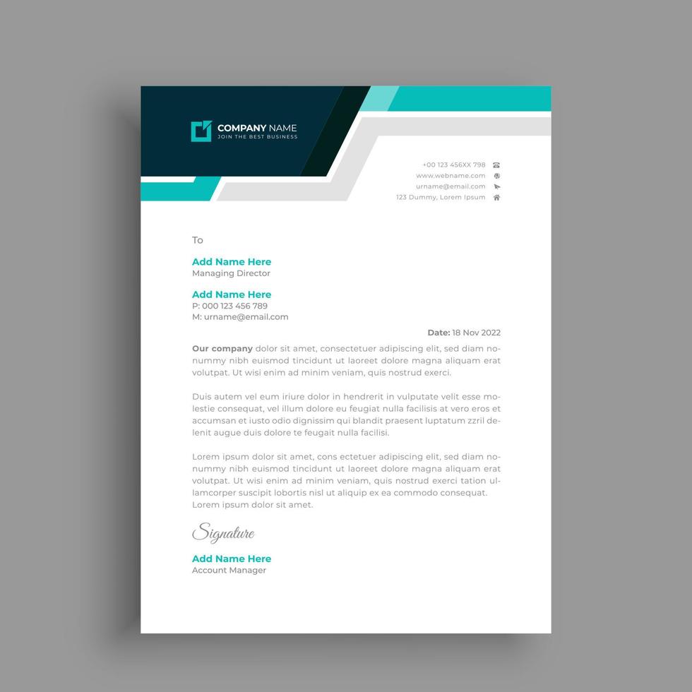 Professional letterhead design template vector