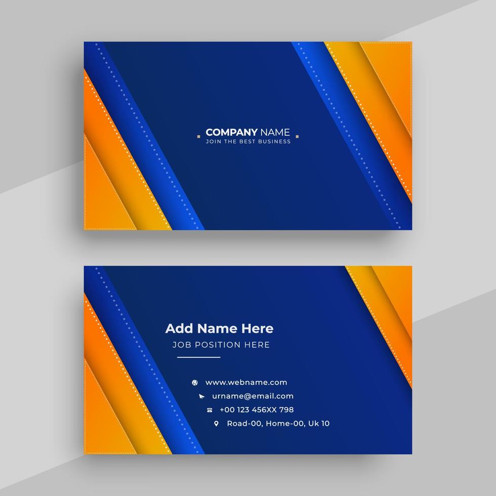 Blue and gold business card design template vector