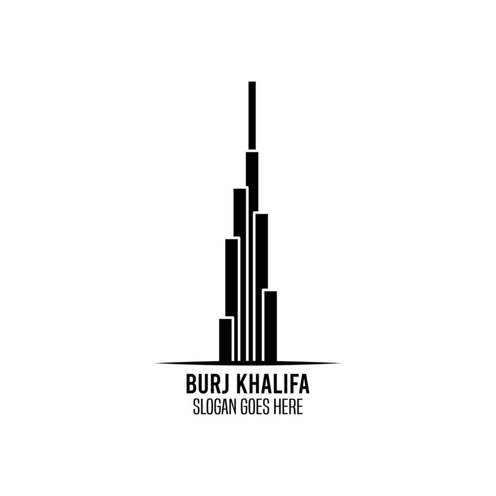 logotipo del edificio con la forma de la torre burj khalifa vector