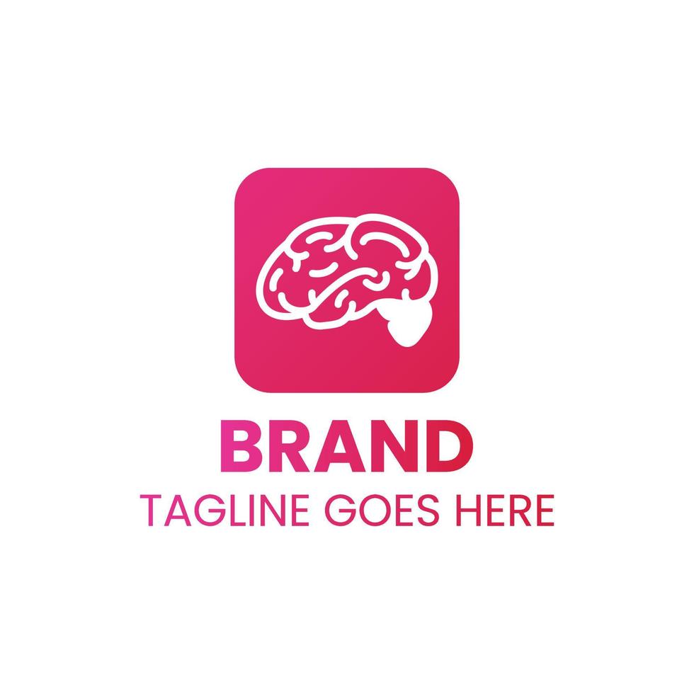 logo template with brain shape inside square vector