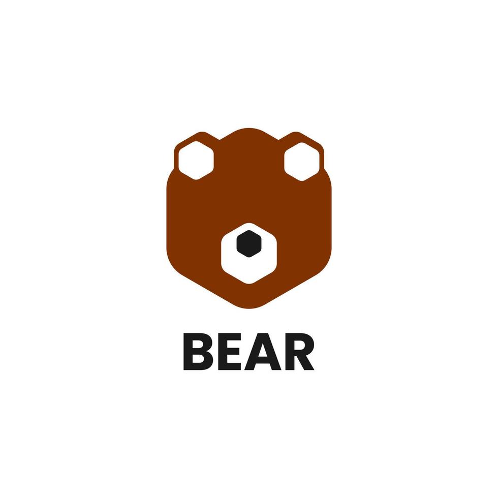 plantilla de logotipo con forma de oso hecha de hexágonos vector