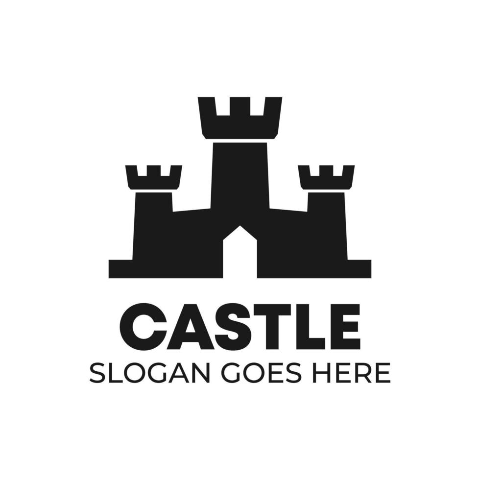 plantilla de logotipo con forma de castillo antiguo con forma simple vector