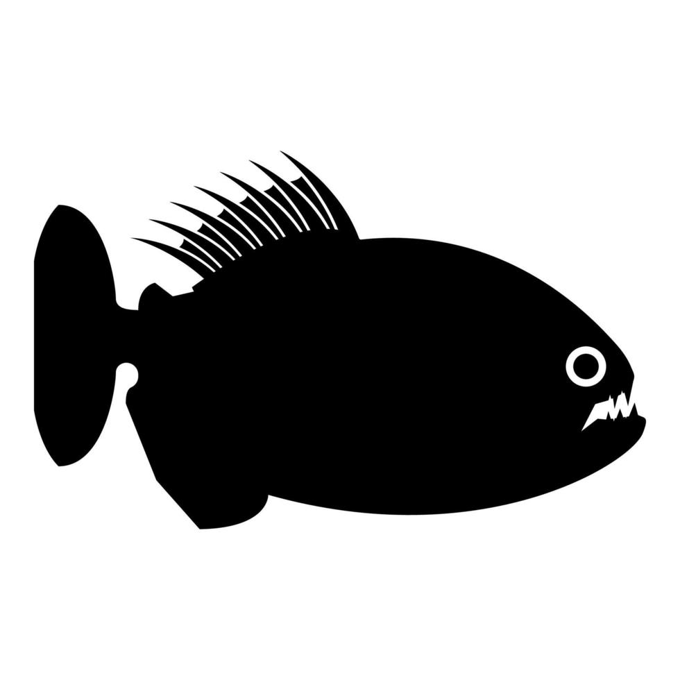 Piranha angry fish icon black color vector illustration flat style image